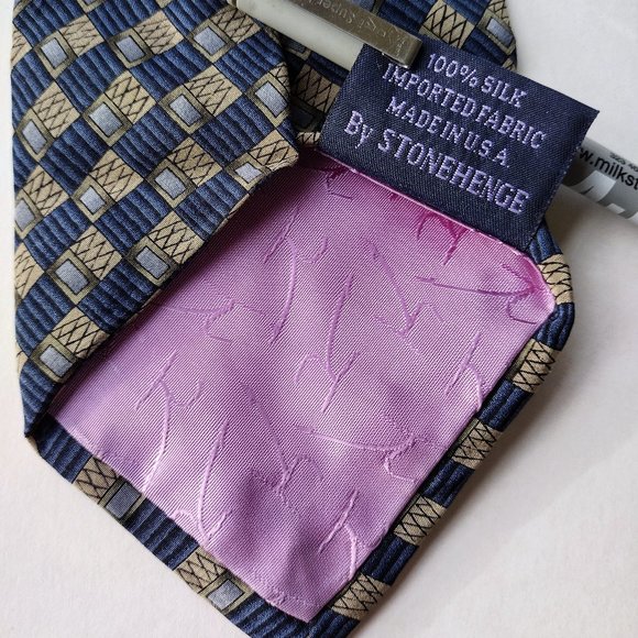 Jimmy V Steve Kerr Collection Geometric Checkered Silk Necktie 4 x 57 - Picture 8 of 9